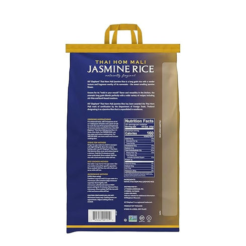 817 Elephant 15 lb Thai Hom Mali Jasmine Rice - Bag - Authentic White Rice - Great for Thai Recipes, Curries & Pilafs