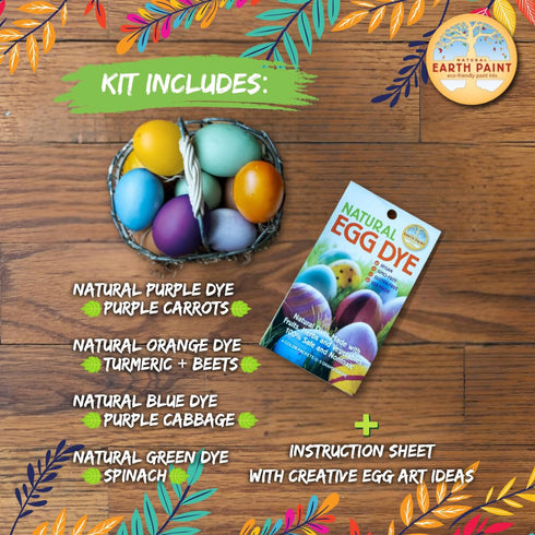Natural Earth Paint Egg Dye Kit - Eco-Friendly Non-Toxic Easter Egg Coloring for Kids & Adults, 4 Dyes