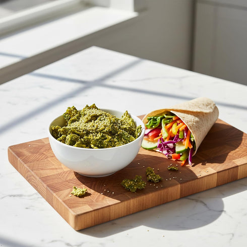 Earthy Krunchy Snacks Kale Chips - Cheezy Lemon Garlic Flavor - High Protein Snack - Crunchy Kale with No Sugar