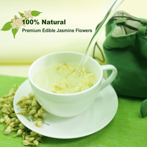 3oz/85g FullChea - Dried Jasmine Flowers, - Premium Edible Flowers Whole Buds - Non-GMO - Caffeine-free - Perfect