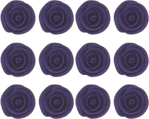 12 Count Global Sugar Art Edible Kosher Royal Icing Deep Violet Medium Roses for Cake and Cupcake Decorating by Chef