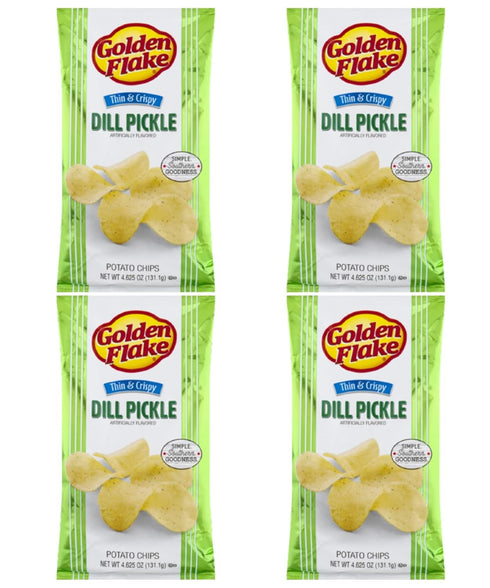 Golden Flake Dill Pickle Potato Chips, 5oz Bag (Pack4)