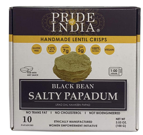 Pride Of India - Salty Black Bean Namkeen Papadum Lentil Crisp - 10 count (3.53oz)