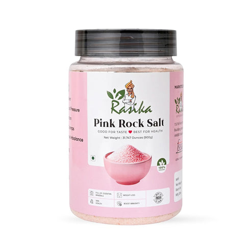 RASIKA OVERSEAS Pink Himalayan Salt Fine Coarse Crystal, 2 lb Jar Pure Unrefined Pink