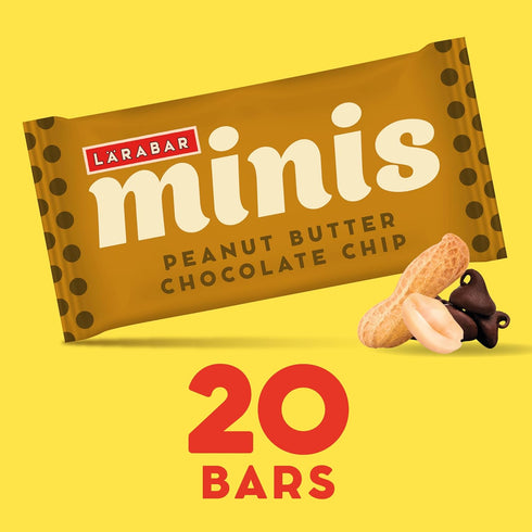 15.6 oz, 20 Larabar Minis Peanut Butter Chocolate Chip, Gluten Free Vegan Fruit and Nut Bars, Ct