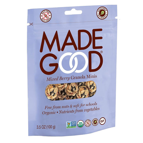 3.5 Oz (Pack 6) MadeGood Mixed Berry Granola Minis, USDA Certified Organic, Gluten Free & Non-GMO