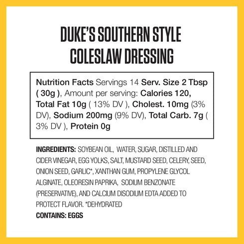 14 (Pack 1) Dukes Southern Style Coleslaw Dressing Tangy & Classic, Ounce