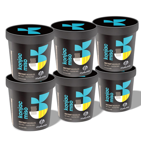 6 Packs Hethstia Konjac Noodles Instant Miso Soup Cup Shirataki Pasta Angel Hair with Low Carb Miso Broth, Ready to Eat