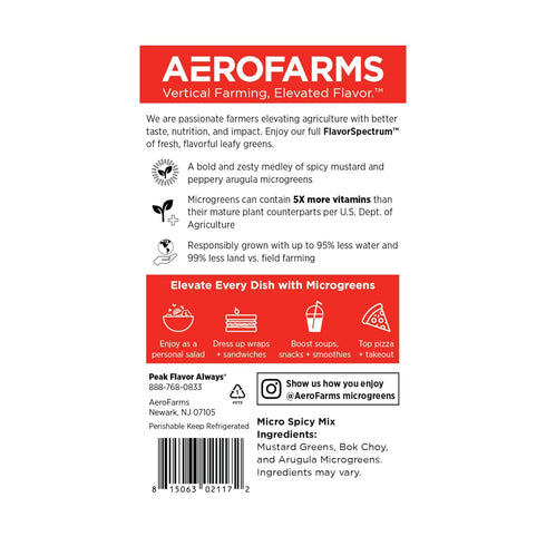 AEROFARMS 2 , Microgreens Spicy Mix Arugala Mustard Conventional, Ounce
