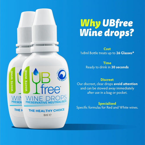 1 Pack UBfree Wine Drops - Sulfite and Histamine Remover for White Wine - - Made in New Zealand - Natural, Odorless