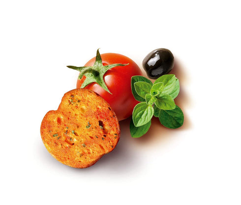 5 oz. (Pack 6) Maretti - Bruschette Chips with Tomato, Olives & Oregano - All Natural Oven Baked Bagel Chips - Good