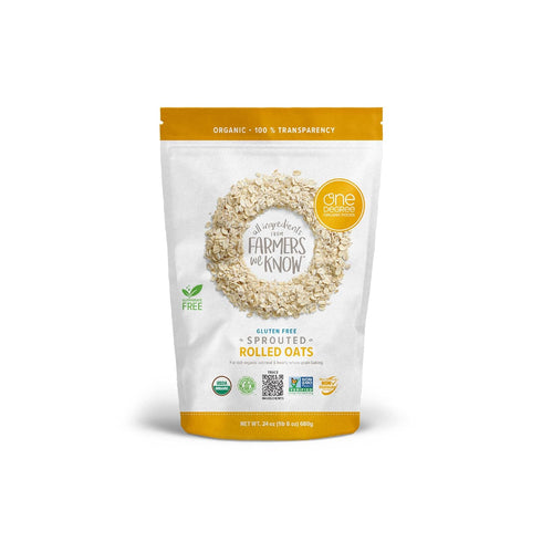 24 oz., 4 Pack One Degree Organic Foods Sprouted Rolled Oats, USDA Organic, Non-GMO Gluten Free Oatmeal