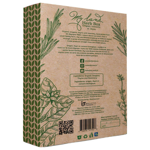 Set (3 1.76 oz) MY LAND Organic Mediterranean Herb Greek Oregano, Rosemary & Thyme from Mount Olympus USDA Organic