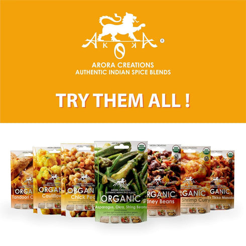 0.8oz (6-Pack) Vegan Organic Gobi Cauliflower Indian Spice Blend - Arora Creations | Gluten Free, Non-GMO, Low Sodium |