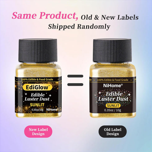 Glimmer Glimmery 0.35oz/10g) NiHome Edible Food-Grade Glitter Powder Luster Dust Metallic Fancy Food Decorating