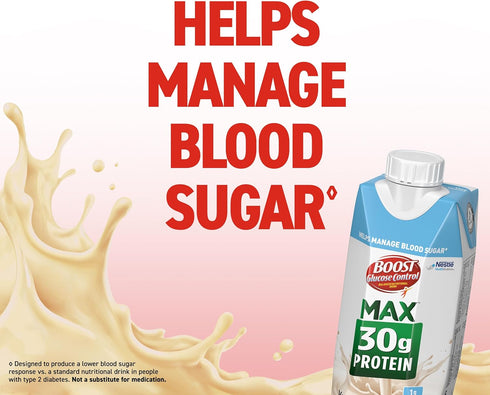 30g 11 Oz (Pack 12), Packaging BOOST Glucose Control Max Protein Nutritional Drink, Very Vanilla, Fl of May Vary