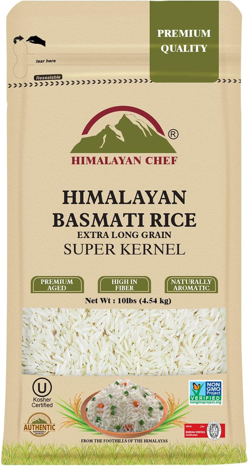Himalayan Chef Extra Long Basmati Rice - Premium Aged Healthy Grain, 10