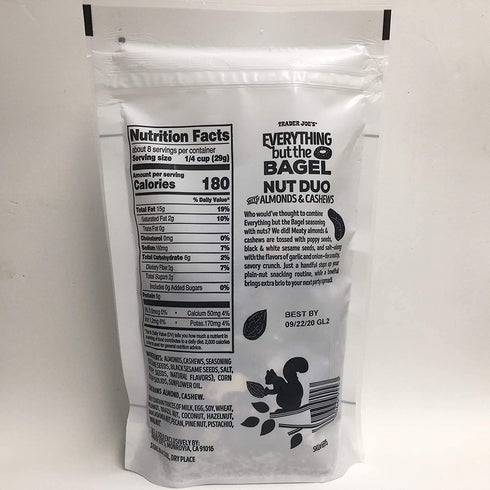 TraderB 2 Pack Trader Joe's Everything But The Bagel Nut Duo With Almonds & Cashews