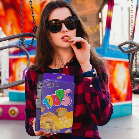 7.8 oz (6 Pack) TOOPS Dulce de Leche Caramel-Filled Cereal Family Snacks Crunchy Snack Cups with Vitamins & Minerals