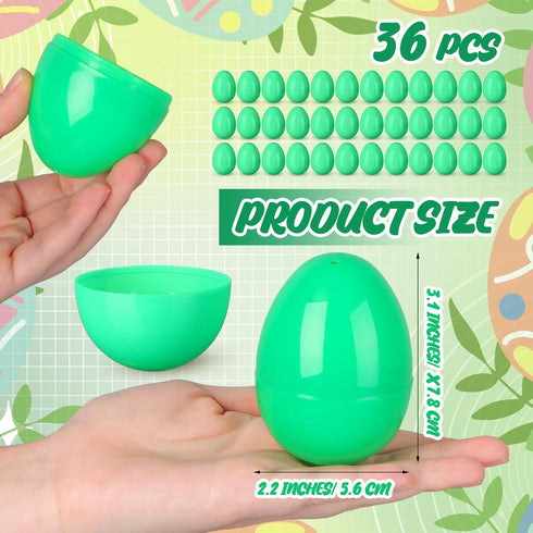Silipull 36 Pack 3.1 Inch Jumbo Empty Plastic Eggs, Fillable Eggs for Egg Hunts, Candy Basket Stuffers, Party Favors