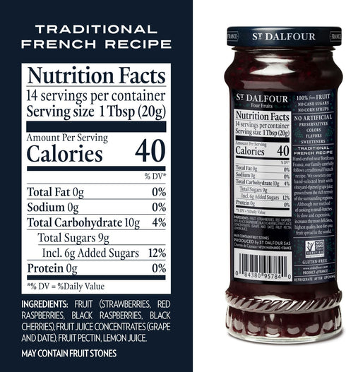 10oz 100% St. Dalfour Four Fruits Fruit Spread - - from Fruit, No Artificial Ingredients, Non-GMO, No Cane Sugars, All