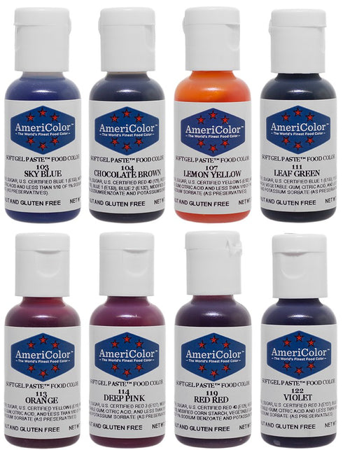 8 .75 Food Coloring AmeriColor Soft - Gel Paste Junior Kit, Colors, Ounce Bottles
