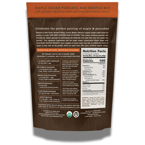 16 Oz (Pack 1) Crown Maple Certified Organic Pancake and Waffle Mix, Made with Handcrafted Sugar and Small-Batch