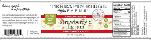 11 oz (Pack 2) Terrapin Ridge Farms Gourmet Strawberry and Fig Jam Sweet & Zesty Jam for Cheese, Pork, and More Gluten