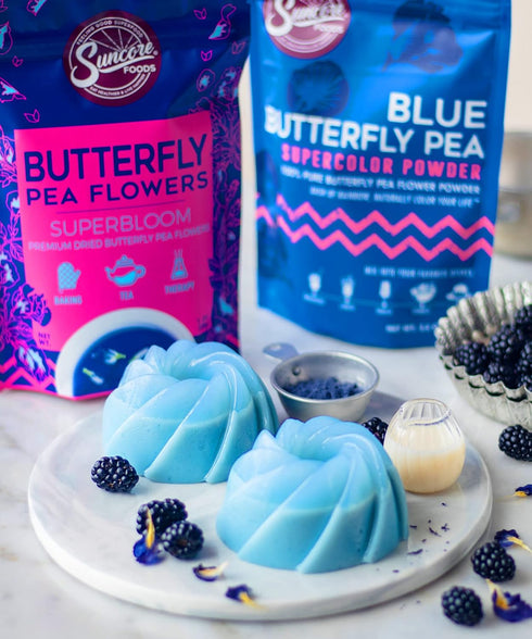 Suncore Foods Dried Butterfly Pea Flowers, Caffeine-Free Tea, Gluten-Free, Non-GMO, 1oz Pack