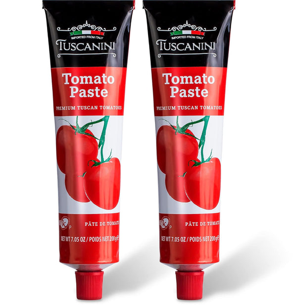 Tuscanini Premium Double Concentrated Tomato Paste Tube, 7.5oz (2 Pack) Made with