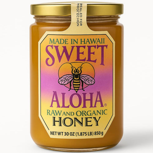Sweet Aloha Organic Hawaiian Raw Honey 30 oz Glass Jar