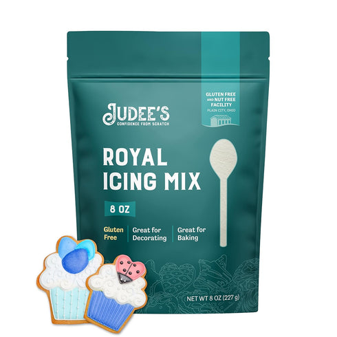 Judee's Royal Icing Mix 8 oz, Non-GMO, Gluten-Free, Nut Free, Just Add Water for Frosting Cookies