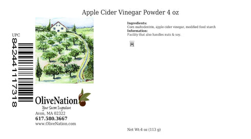 4 OliveNation Apple Cider Vinegar Powder, Tangy Seasoning for Cooking, Baking, Dressings, Dusting Flavor, Non-GMO