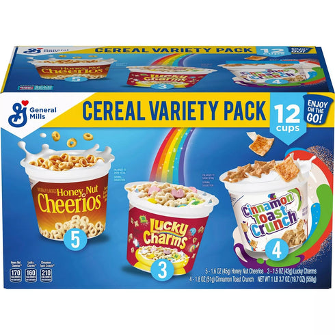 General Mills Pack (Pack 12) Cereal Cups Variety