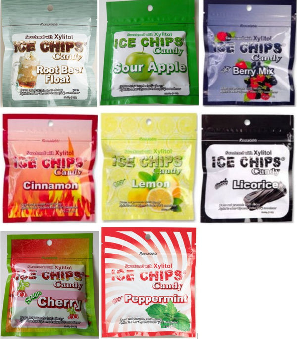 Ice Chips Xylitol Candy, Resealable Pouch, 1 oz, 8 Pack Assortment