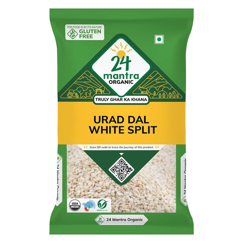 24 Mantra Organic Unpolished Urad Dal White Split/Minapa Pappu/Mash Ki Dal - 100% Organic |