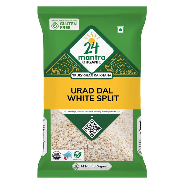 24 Mantra Organic Unpolished Urad Dal White Split/Minapa Pappu/Mash Ki Dal - 100% Organic |