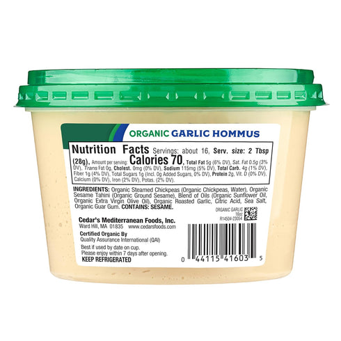 Cedar's Hummus Organic Garlic