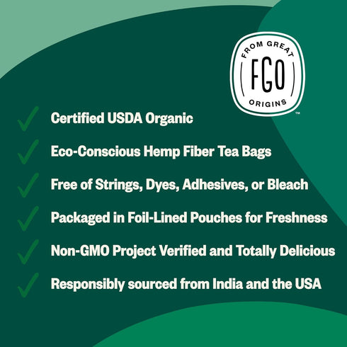 FGO Organic Moringa Mint Tea, 100 Count, Eco-Conscious Herbal Tea Bags, Caffeine Free, Resealable Bag (Pack of 1)