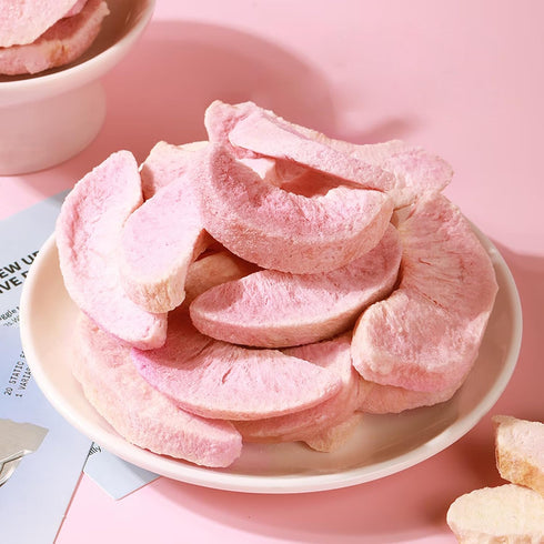 SIJIYUNLI 100g/3.52oz -Freeze dried peach Gluten free|Low calorie|Vegan,Crispy fruit slices.Suitable for dessert