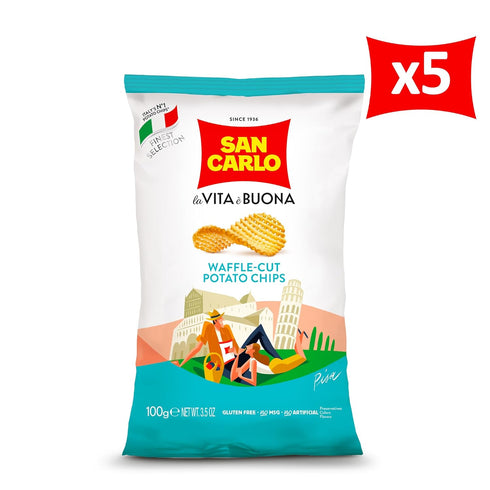 Pack 5X n1 100gr San Carlo Multi Waffle Italian Potato Chips - - for Snacking Bliss