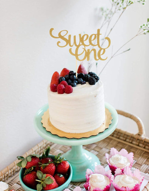 1st Birthday Gold Cake Topper - Glitter Sweet One for Photo Booth Props