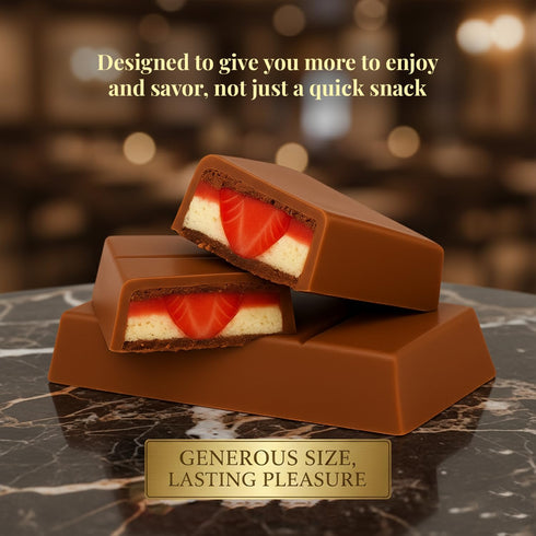 95g (3.35 oz) ChocCart Dubai Chocolate Premium Milk Chocolate Bar with Cheesecake & Strawberry Cream Filling, Gourmet