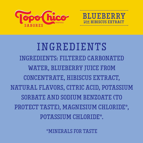 12oz (Pack 2) Topo Chico Sabores Blueberry with Hibiscus Extract Can