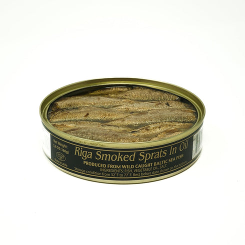 (12 Pack) 5.6 oz Grilled Catch Sprats Riga Smoked Tins in Vegetable Oil Product of Latvia, Kosher