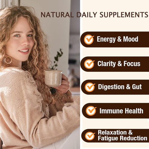 10 1 Immunity, 180g, 60 in Mushrooms Coffee, Instant Mushroom Coffee Powder with Lion's Mane, Cordyceps, Reishi