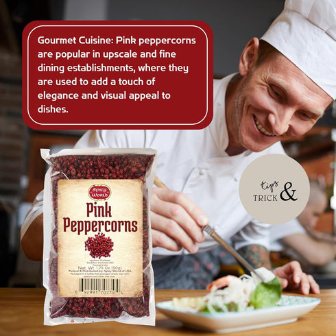 Spicy World Whole Pink Peppercorns, 1.75Oz Bag - Premium Quality, Vegan, Steam Sterilized