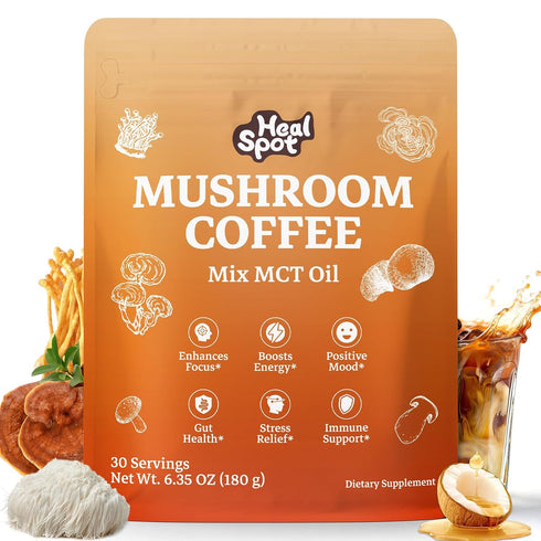 Mushroom Coffee 60,000mg - 13 Adaptogenic Mushrooms mix MCT Oil & Vitamins,