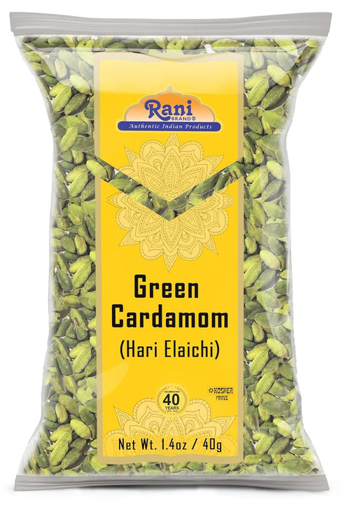 Rani Green Cardamom Pods Spice (Hari Elachi) 1.4oz (40g) | All Natural | Vegan | Gluten Friendly | Kosher | Product of
