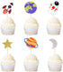 Ercadio 36 Pack Space Astronaut Cupcake Toppers, Rocket Planet Picks for Baby Shower & Birthday Party